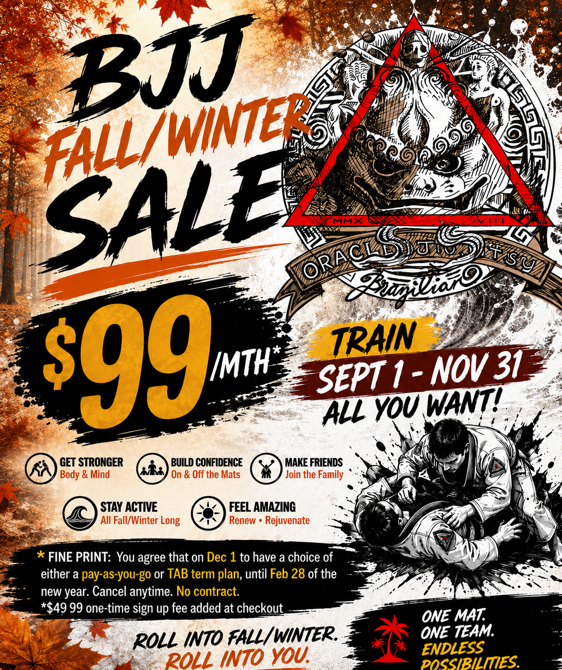 oracle fall winter all you can train splash poster fall winter all you can train